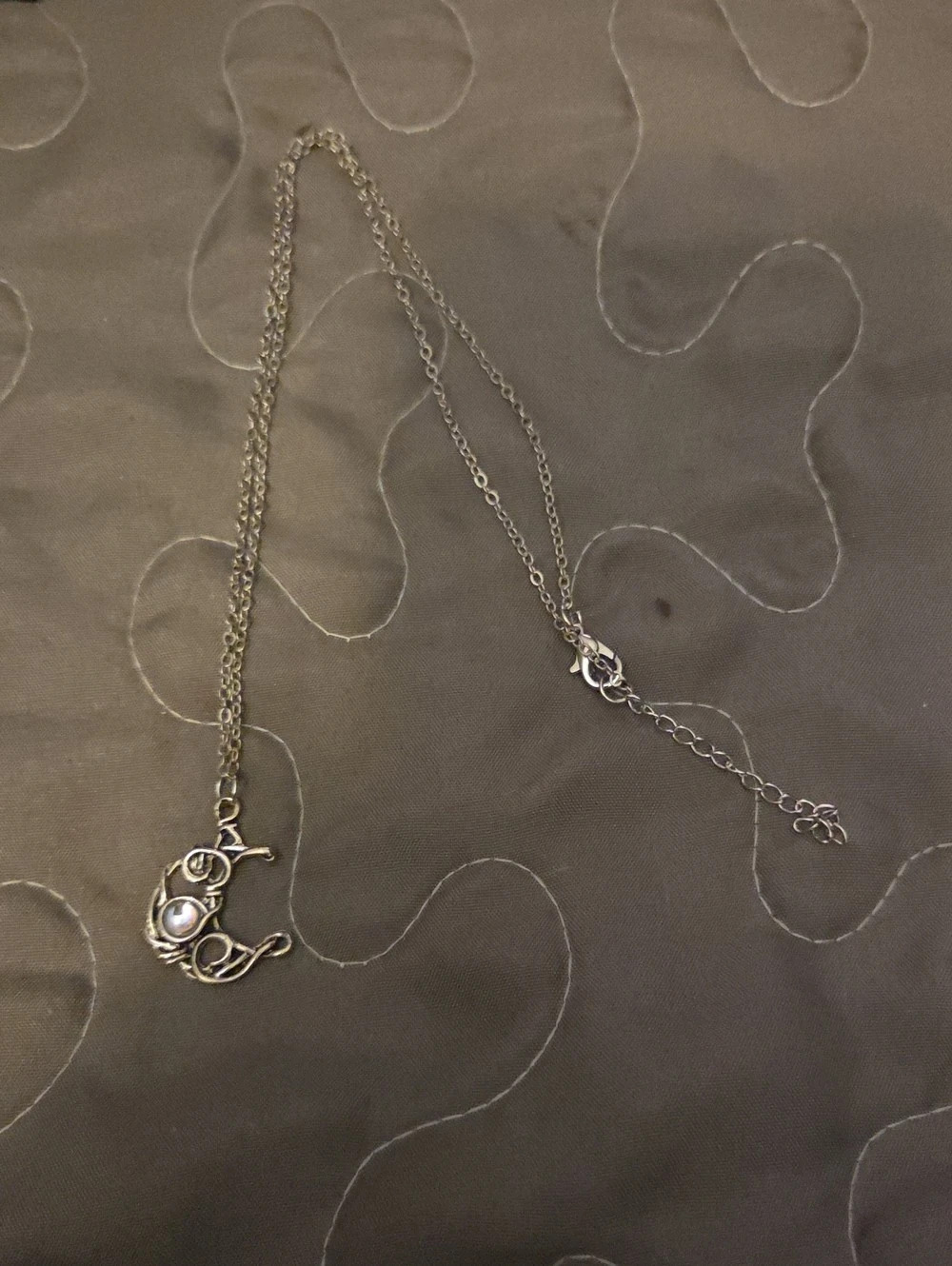 Silver-Tone Crescent Moon Pendant Necklace